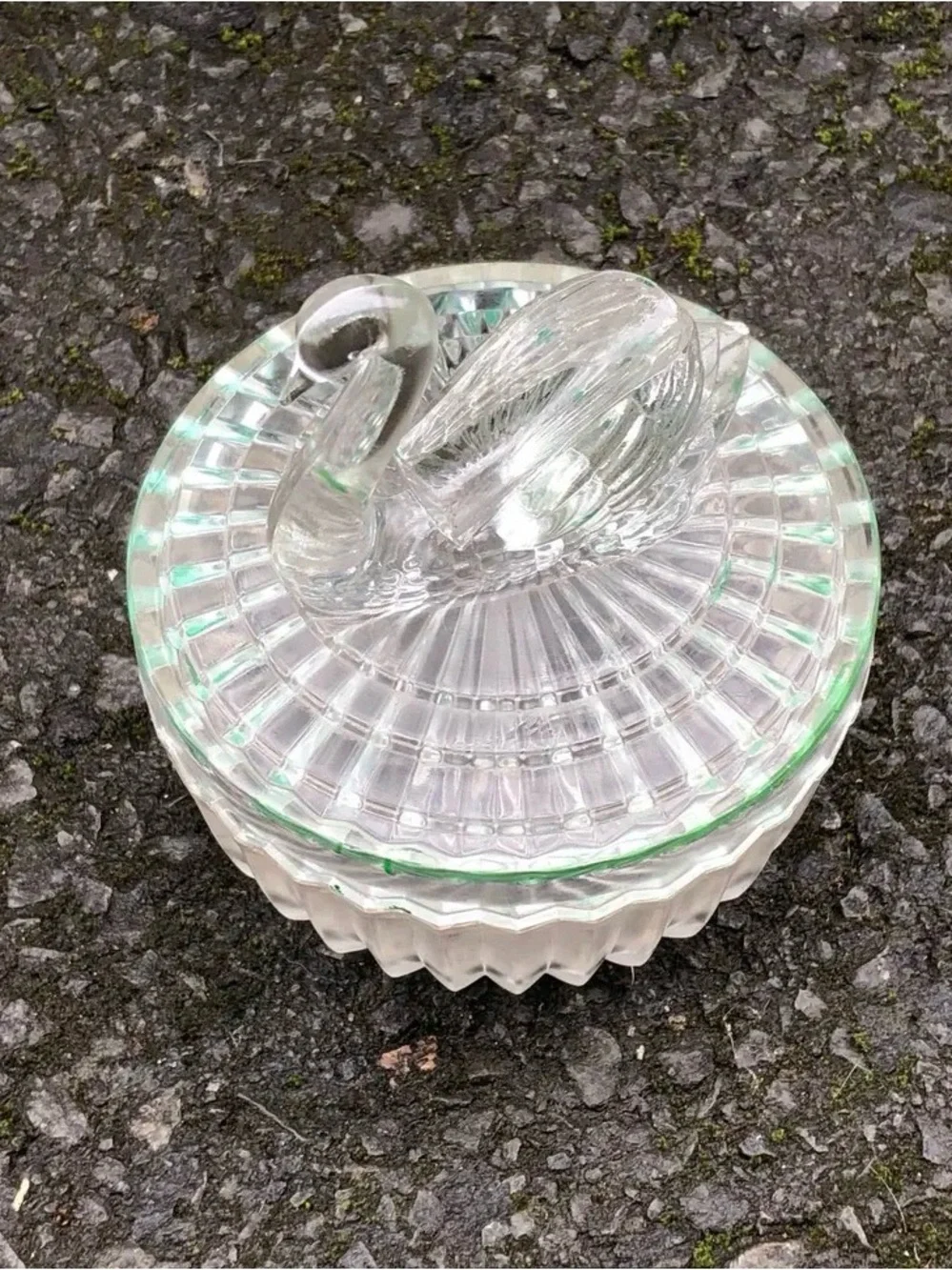 Clear Glass Swan Covered Trinket Dish - Decorative Home Accent